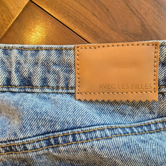 Avec Les Filles Cropped Wide Leg Distressed Jeans - Size 28 - Picture 3 of 4